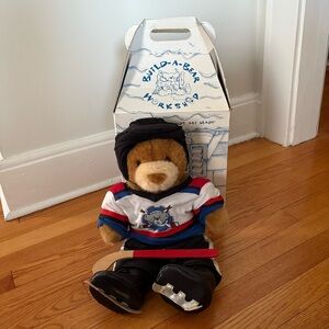 Build-A-Bear Vintage Lil’ Cub Taffy, Box, Sticker Sheet, NHL & Baseball Outfits